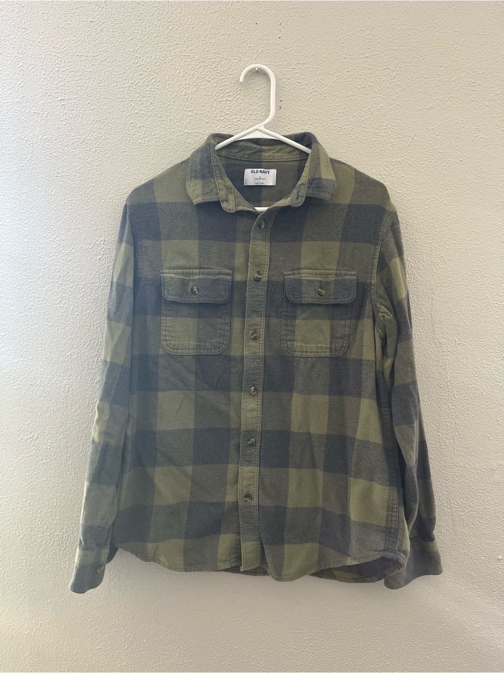 Old Navy Olive & Black Buffalo Plaid Flannel Shirt